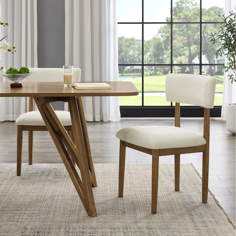 Modern Minimalist Boucle Upholstered Dining Chairs, Set of 2