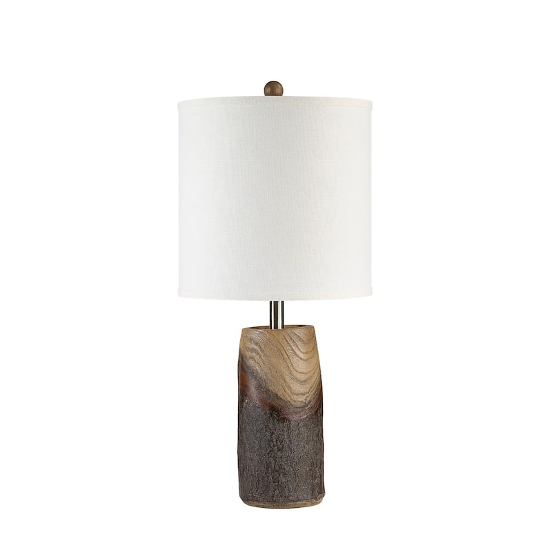 Wood Style Table Lamp with Tall Drum Shade - 28.5" - Brown