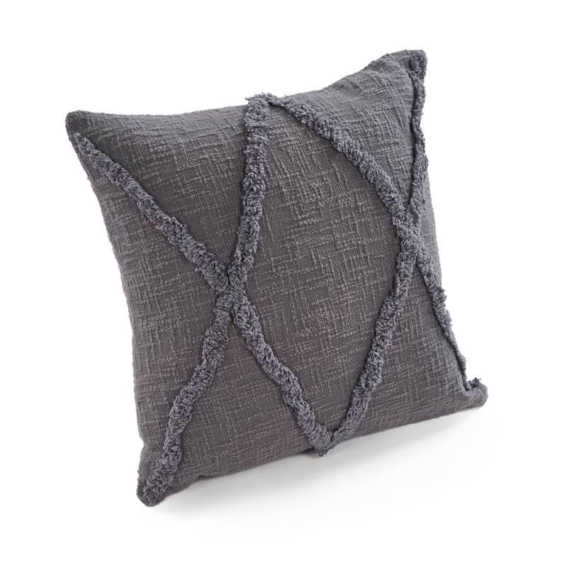 Hand-Tufted Diamond Square Throw Pillows - 20" - Gray - Set of 4
