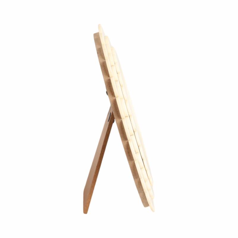 Ivory 4x4 in. Round Casual Scalloped Resin Photo Frame