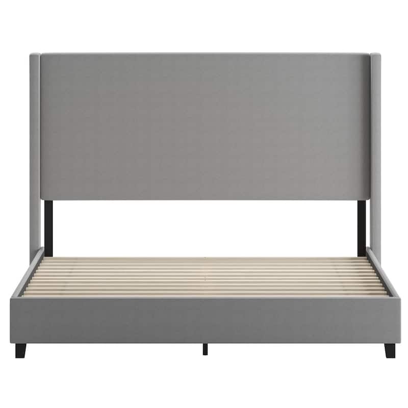 Modern Upholstered Platform Bed with Channel Stitched Headboard