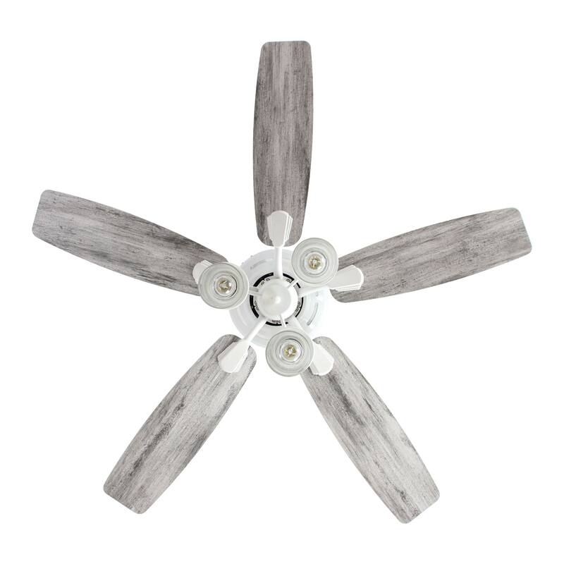 52-in Modern White Wooden 5-Blade Low Profile Ceiling Fan with Light Kit and Remote