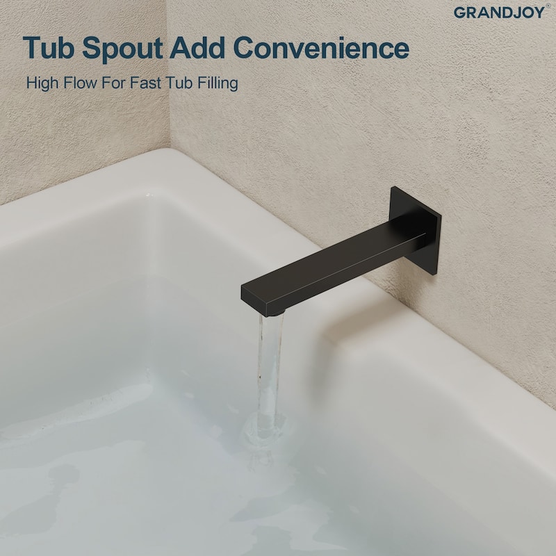 GRANDJOY 2-Function Tub and Shower Faucet Set with Single Handle Valve, Wall-Mount Design