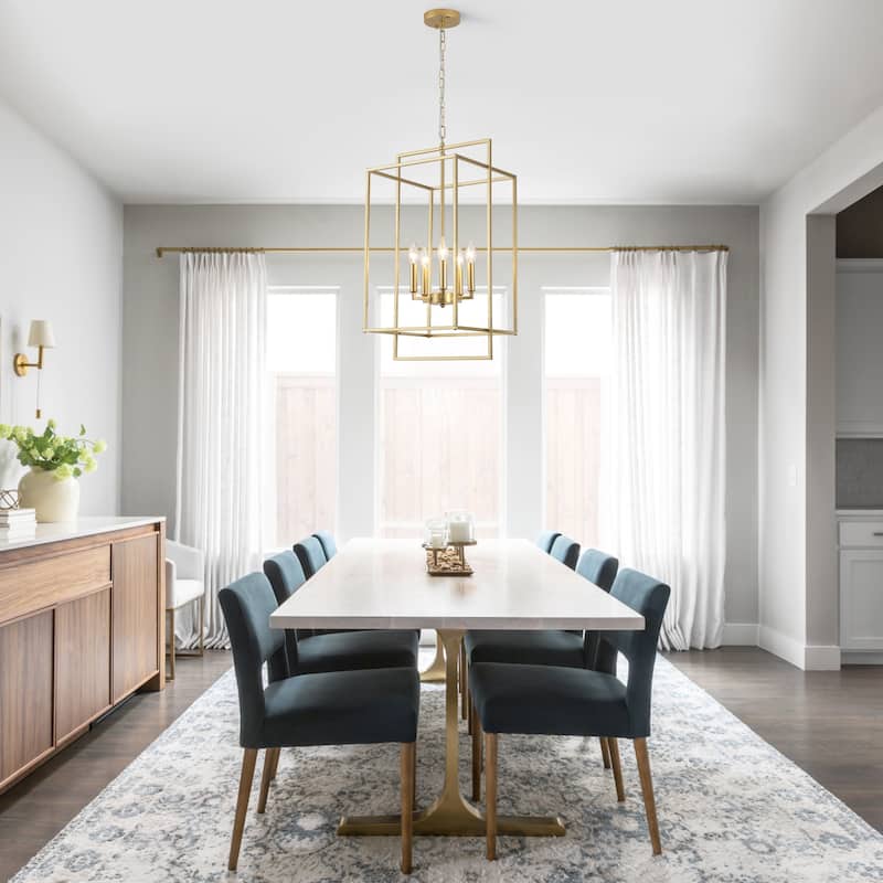 5-Light Candlestick Cage Hanging Linear Chandelier Lighting Island Chandelier for Kitchen Island