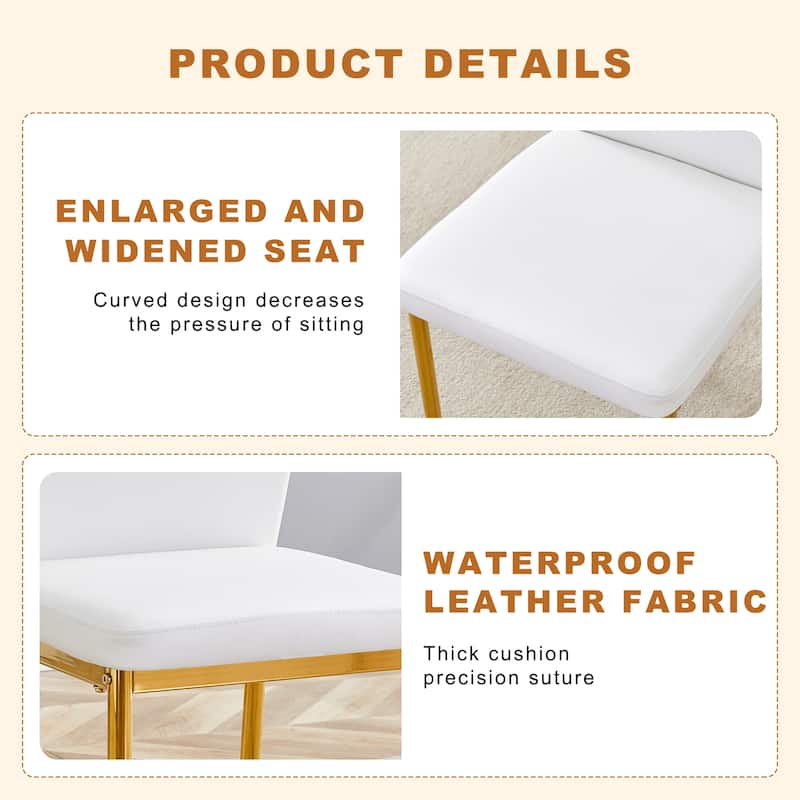 5-Piece Round Dining Table Set, 35 Inch Tempered Glass Table & 4 High-Resilience PU Chairs