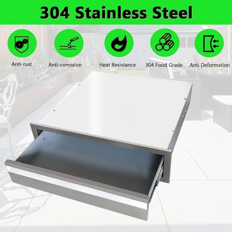 304 Stainless Steel Flush Mount Single Layer Access BBQ Drawers