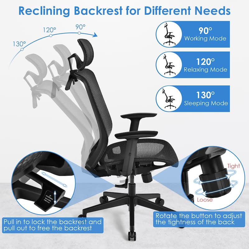Costway Ergonomic High Back Mesh Office Chair Recliner Task Chair - See Details