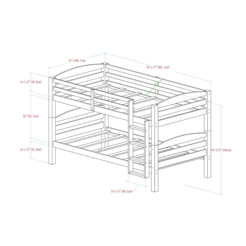 Middlebrook Solid Wood Convertible Twin-over-Twin Bunk Bed - Off White