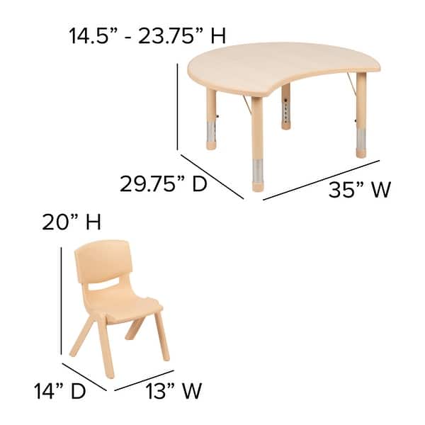 25.125"W x 35.5"L Crescent Plastic Adjustable Kids Table Set - 4 Chairs