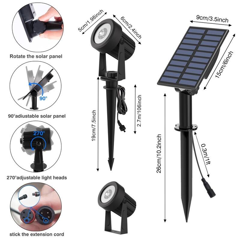 Solar Garden Spot Lights, LED Solar Landscape Light Outdoor