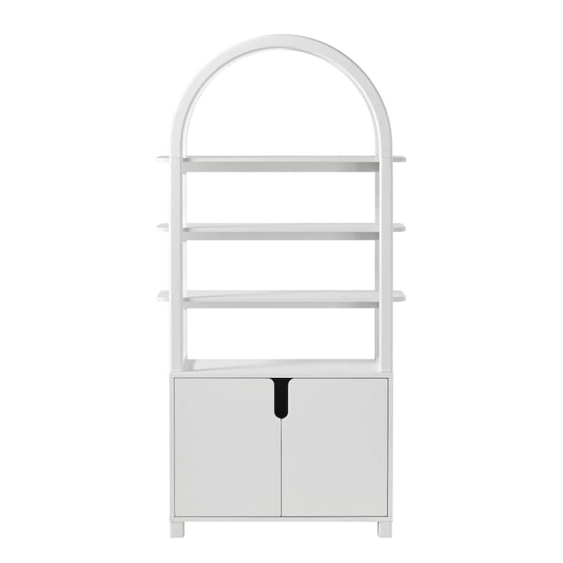Walker Edison Modern Wood Arched Cabinet Bookcase with Storage