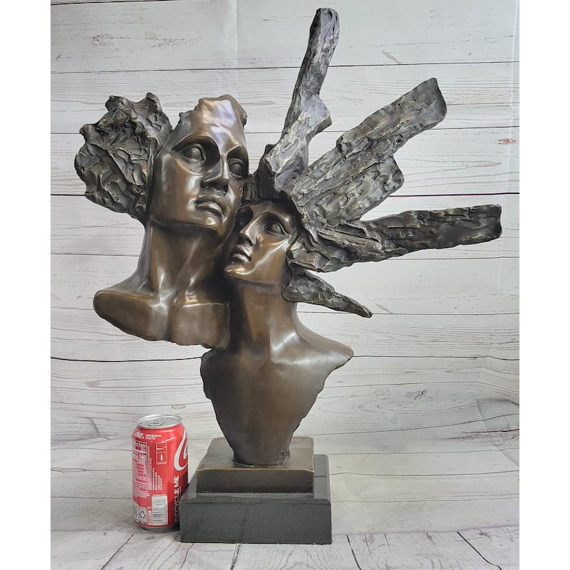 Abstract Bronze Metal Bust Statue Sculpture Of Couple Romantic Romance Original Art