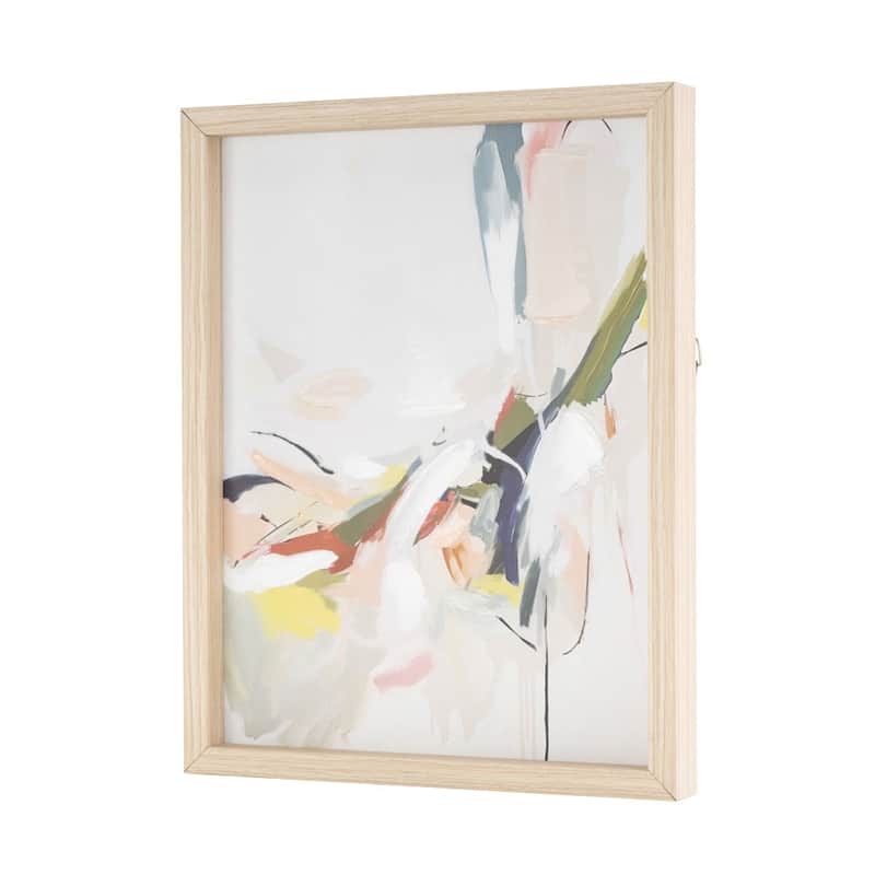 Canvas Abstract Framed Wall Art with Light Brown Frame - Multi Colored - Roche River Decor