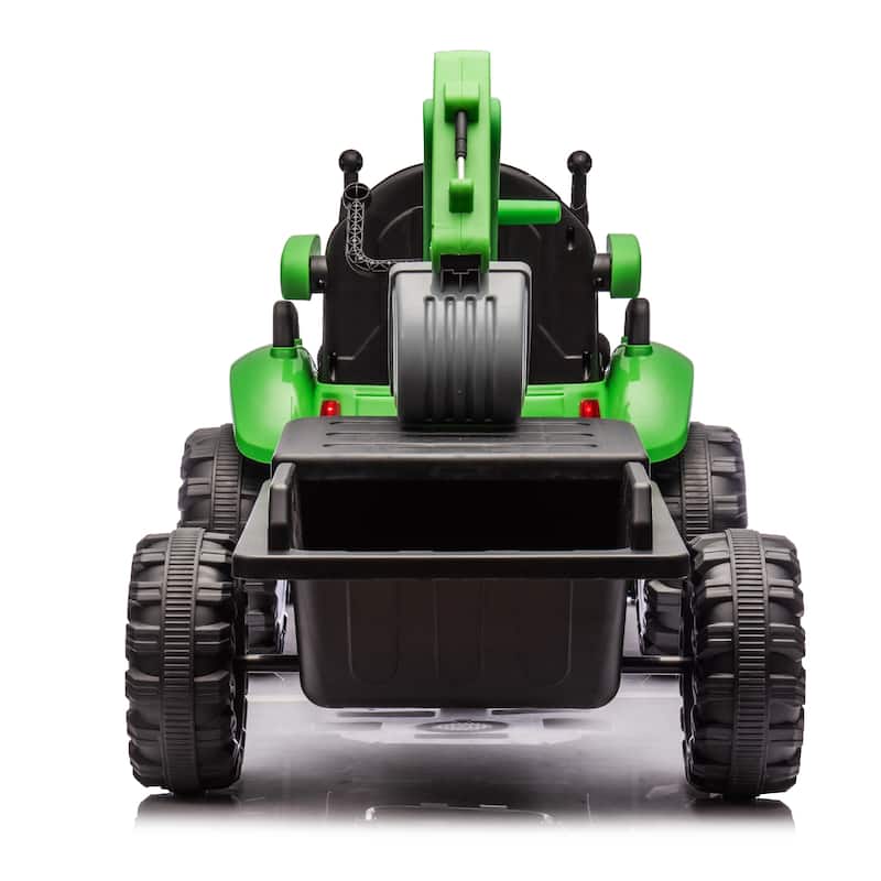 24V Kids Ride-On Electric Tractor Toy with 4-in-1 Construction Attachments w/Parent Remote Control,3-Speed Adjustable