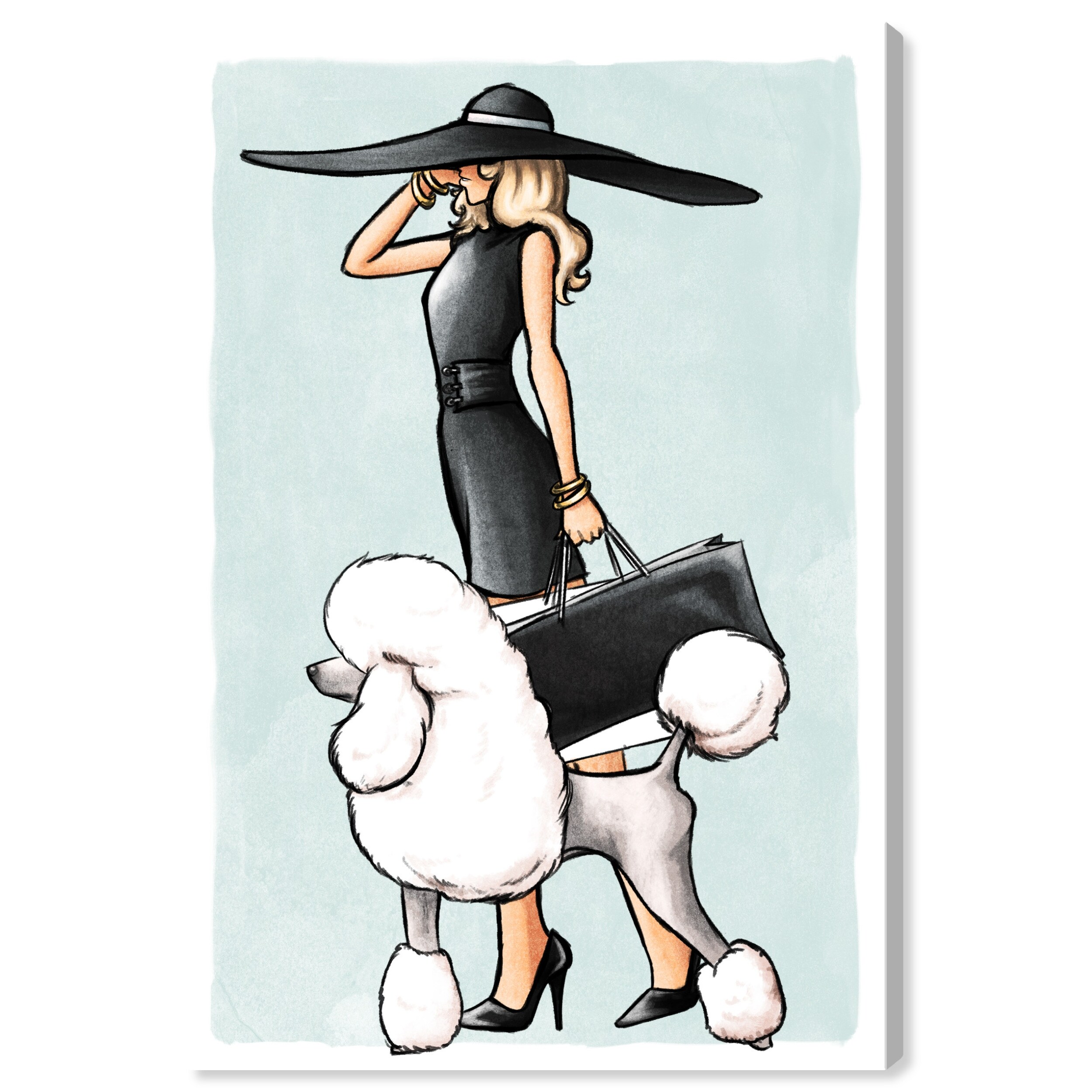 Oliver Gal 'Glam on a Stroll Aqua' Fashion and Glam Wall Art