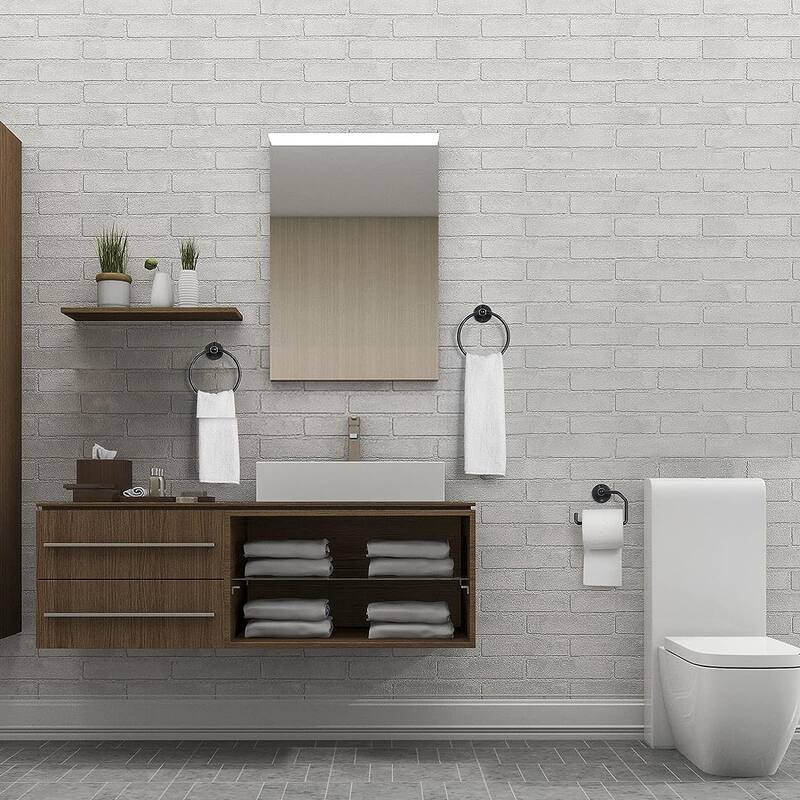 3 PCS Bathroom Hardware Set Towel Rings and Toilet Paper Holder with Screws