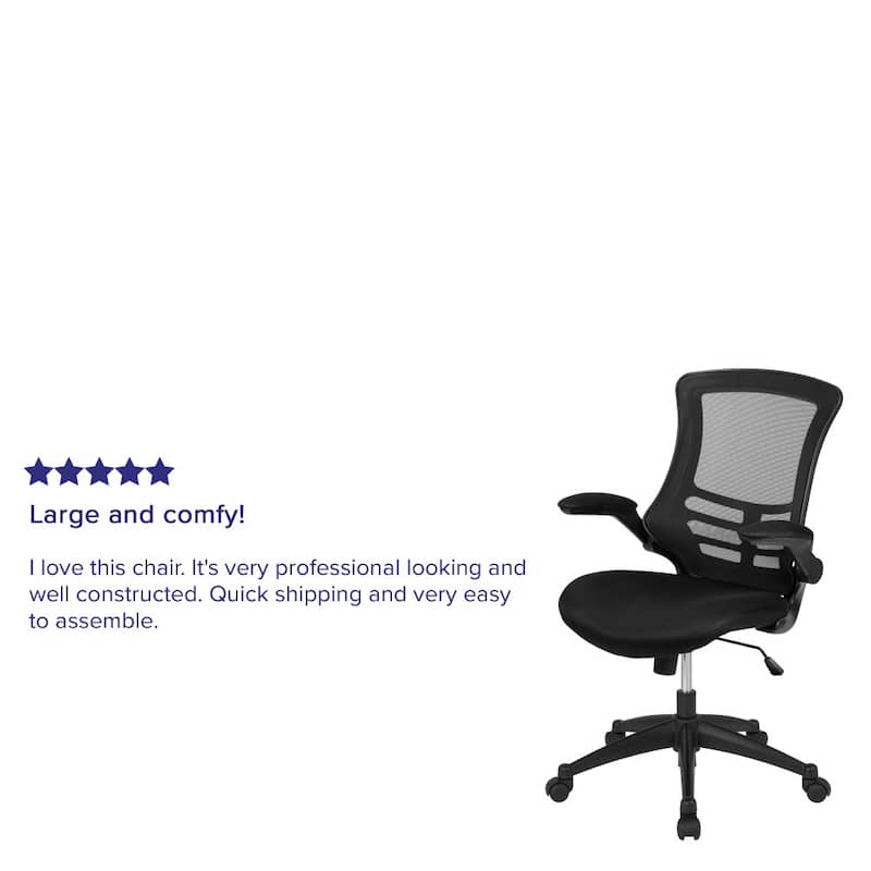 Set of 4 Mesh Swivel Ergonomic Task Office Chairs with Flip-Up Arms - 24.5"W x 25.5"D x 37.5" - 41.25"H