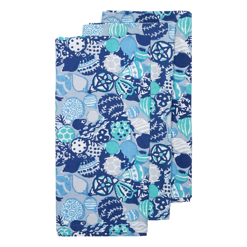 Couleur Nature Ornaments Tea Towels - Set of 3 - Blue/White