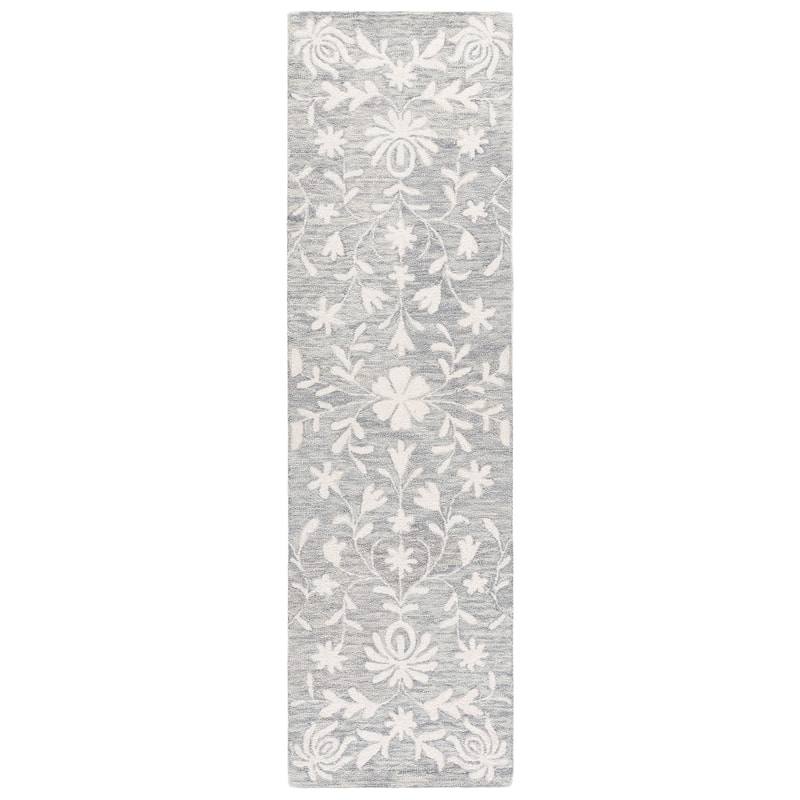 SAFAVIEH Handmade Metro Hayfa Wool & Chenille Rug - 2'3" x 8' Runner - Grey/Ivory