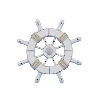Rustic Decorative Ship Wheel With Seashell - 6