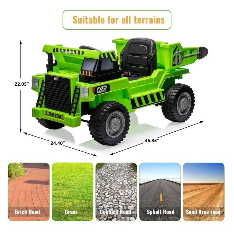 Ride on Dump Truck for Kids, 12V Ride on Car with Electric Dump Bed