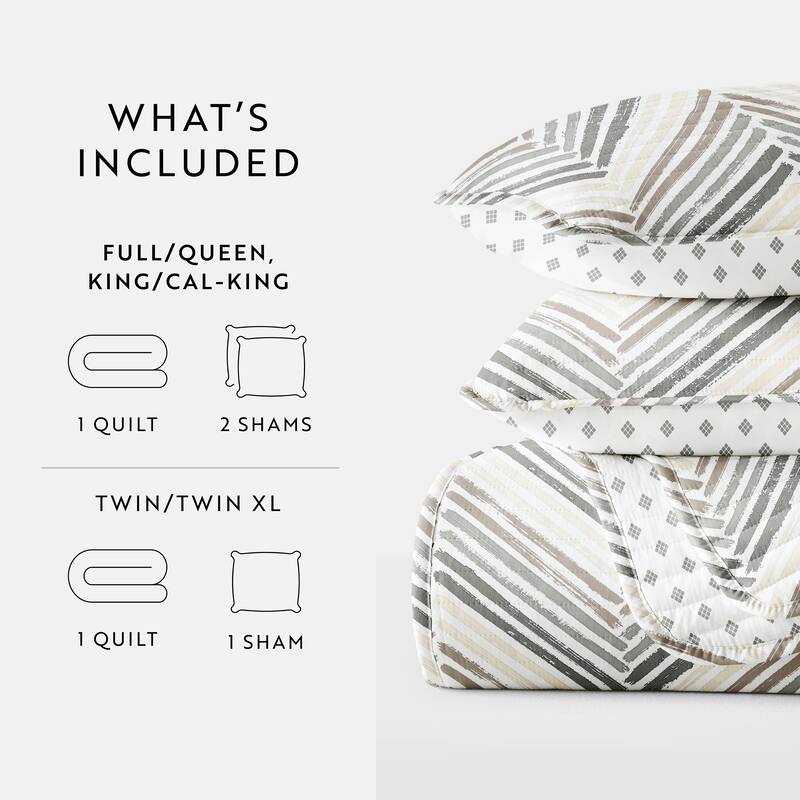 Becky Cameron All Season 3 Piece Diamond Chevron Reversible Quilt Set with Shams