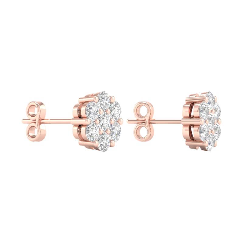 De Couer 1/5ct-2ct TDW Diamond Cluster Stud Earrings in 10k Rose Gold for Women