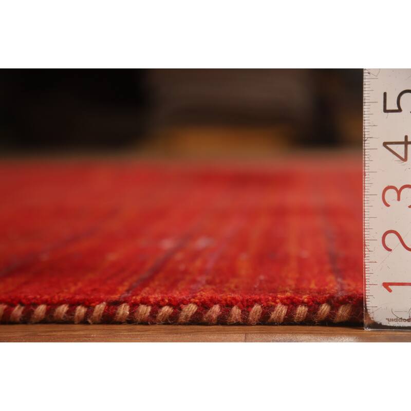 Hand Knotted Oriental 100% Wool Carpet Tribal Tribal Red Gabbeh Area Rug - 9' 5'' X 8' 1''
