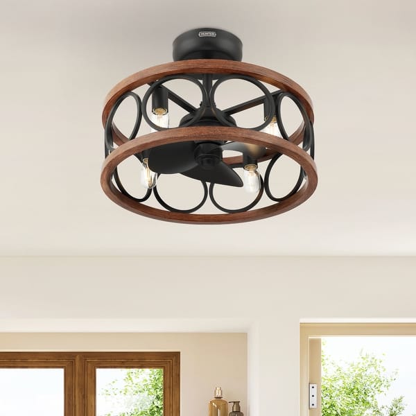 slide 2 of 13, Hunter Haven 22" Fandelier Ceiling Fan w/ Light, Remote - Modern, Industrial, Farmhouse - Small Spaces Matte Black