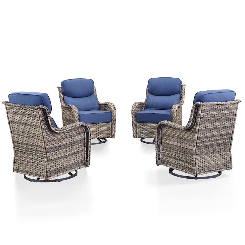 Arcadia Wicker Patio Swivel Glider Chairs with 6-Inch Cushions (4-Pack)
