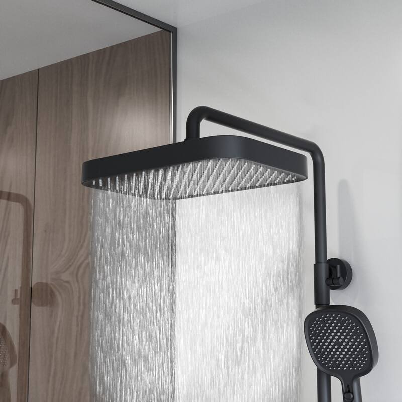 Modland Wall Mount 3-Function Shower System with Waterfall Tub Spout Adjustable Slide Bar,Handheld Shower