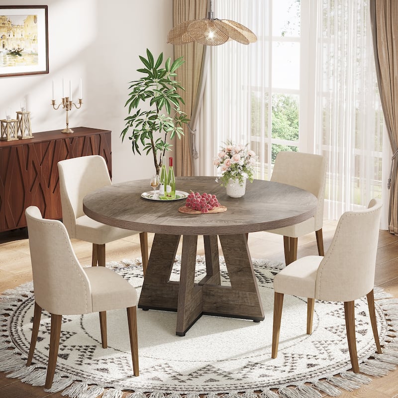 47-inch Wood Round Kitchen Dining Table for Dining Living Room