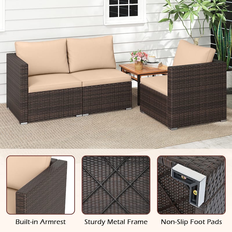 Gymax 3PCS Patio Sectional Sofa Set w/Right Arm Sofa & Left Arm Sofa