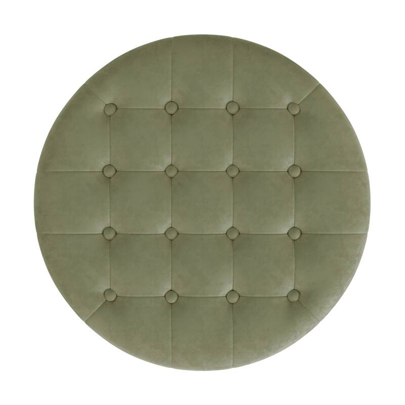 HomePop Button Tufted Round Storage Ottoman