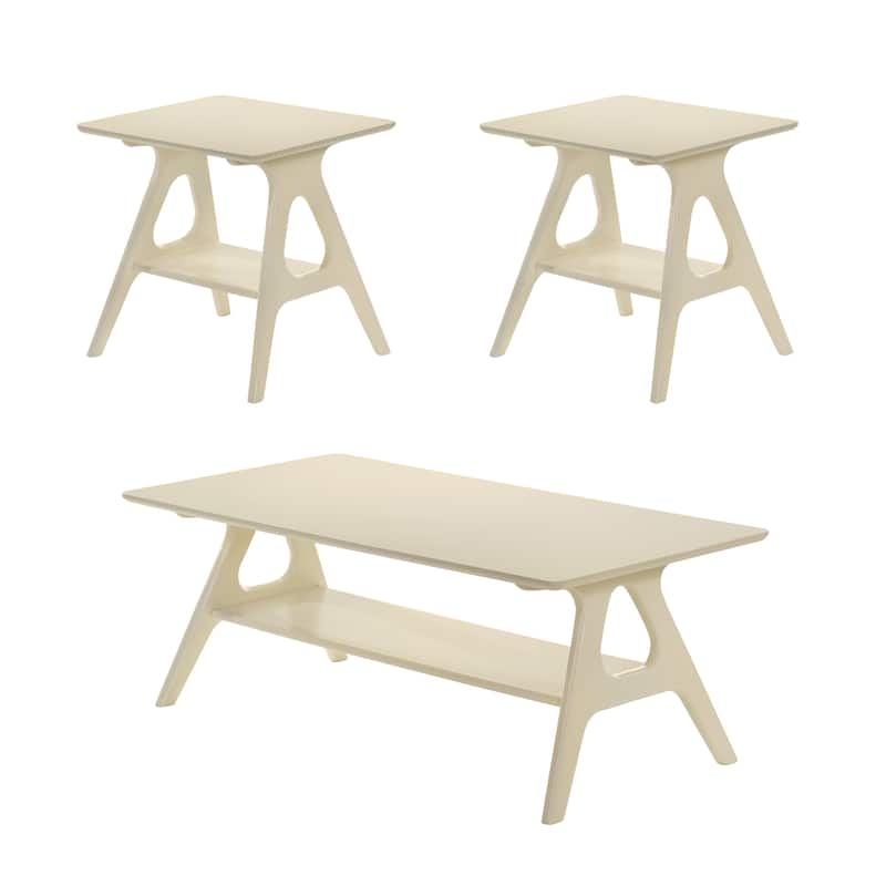 Roundhill Furniture Arona Mid-Century Modern Wood 3-Piece Coffee Table Set