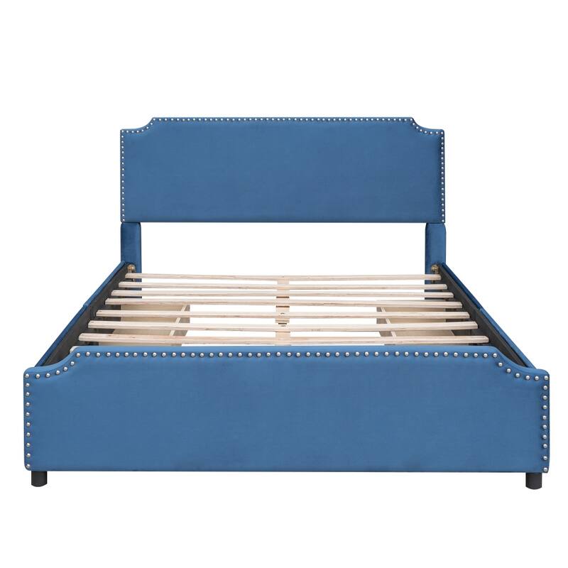 Queen Size Upholstered Platform Bed with 4 Drawers