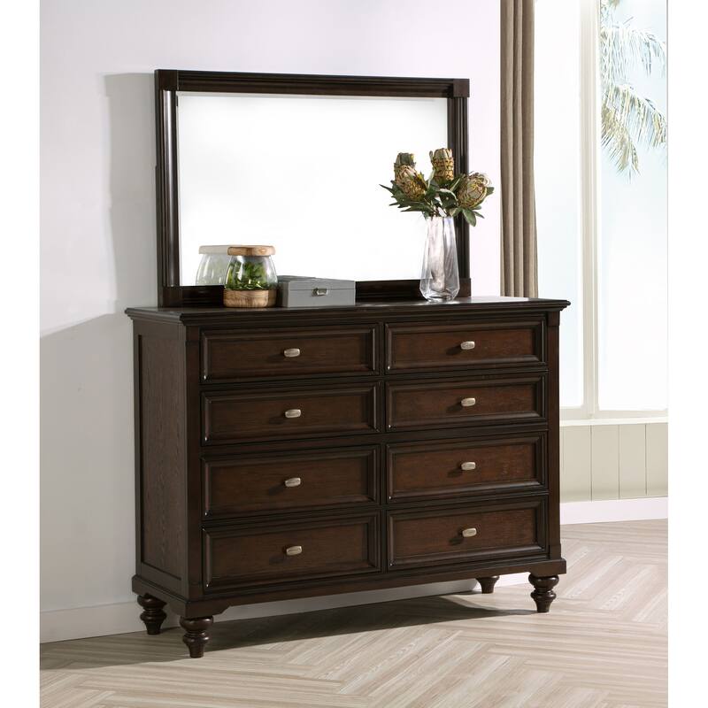 Andover 8-drawer Dresser and Mirror Dark Oak