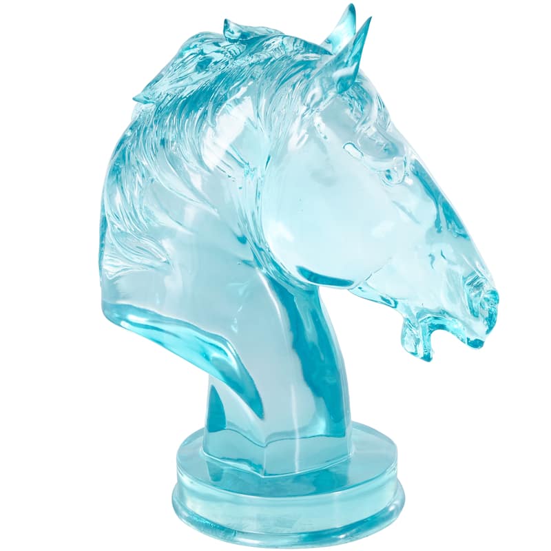 Resin Tinted Horse Decorative Sculpture - Green or Light Blue or Pink - Light Blue