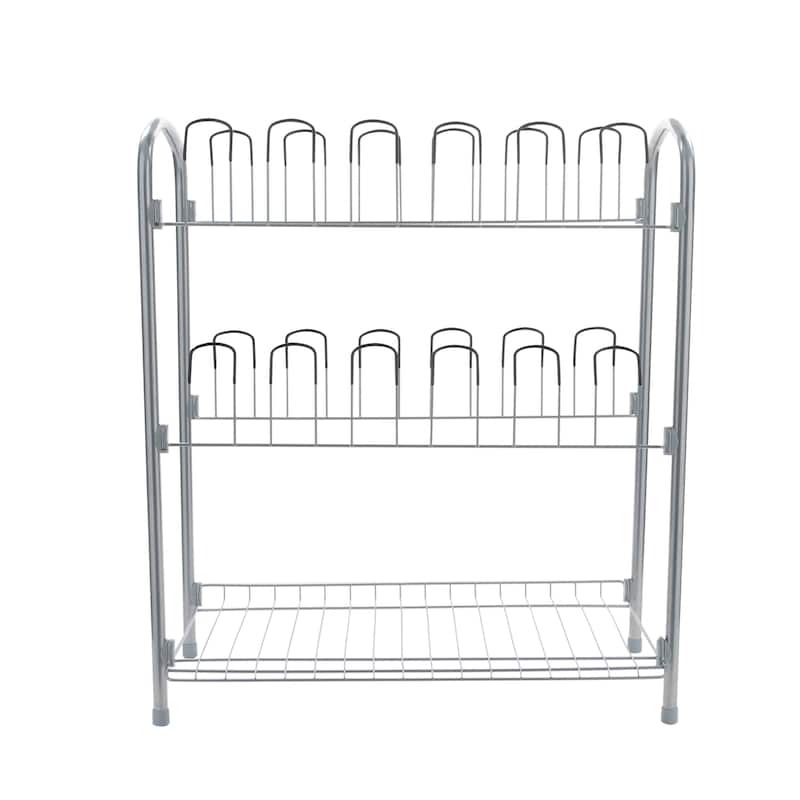 Organize It All 12 Pair Floor Shoe Rack with Shelf - 23.25 x 13.25 x 26.50