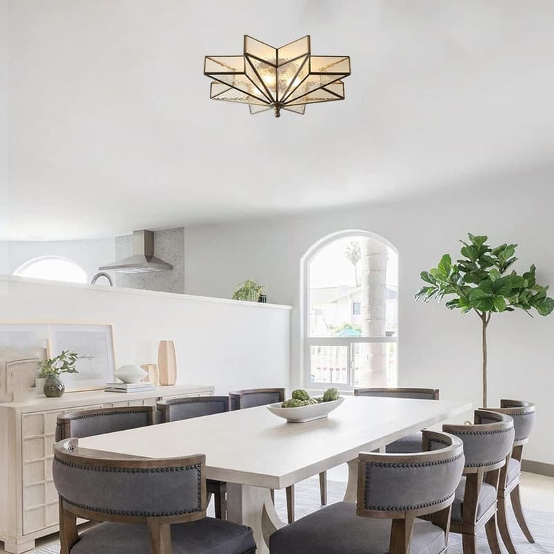 19.5 Inch bathroom fixtures light bronze ceiling light brass large flush mount fixture - N/A