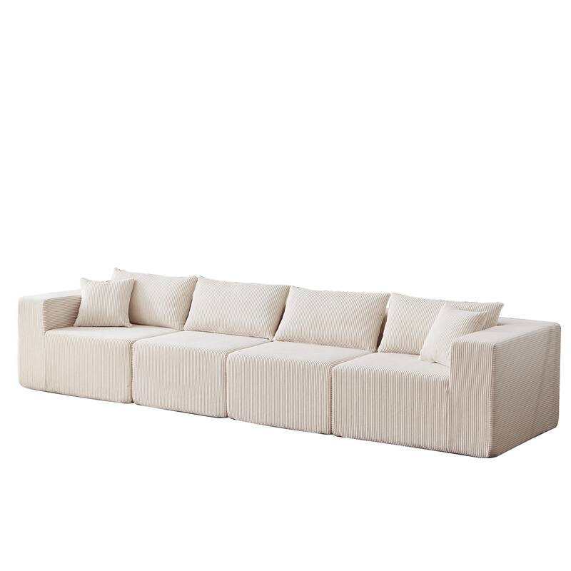 Anmytek 104-Inch Corduroy Modular L-Shaped Sectional Sofa 4PC Free Combination Luxury Foam-Filled
