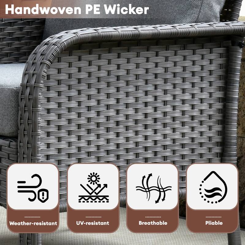 XIZZI Outdoor Patio Furniture Wicker Sofa Swivel Chair Set