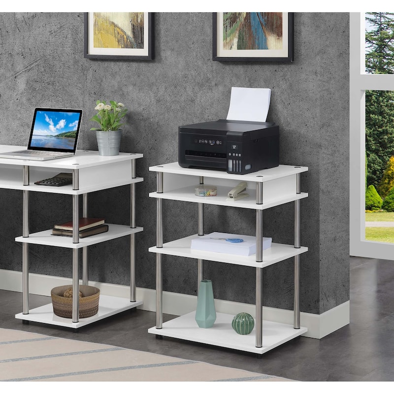 Convenience Concepts Designs2Go No Tools Printer Stand with Shelves - White