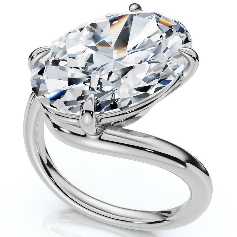 Certified 7Ct Aire Oval Diamond Solitaire Engagement Ring Gold Lab Grown