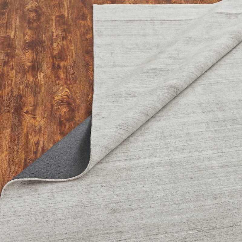 Beige Wool and Viscose Handmade Area Rug