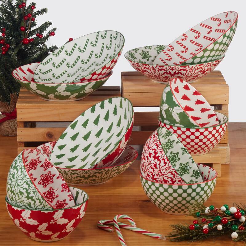 Certified International Winter Medley 6" Luncheon/Canape Plates, Set of 6 Assorted Designs - 6-inch