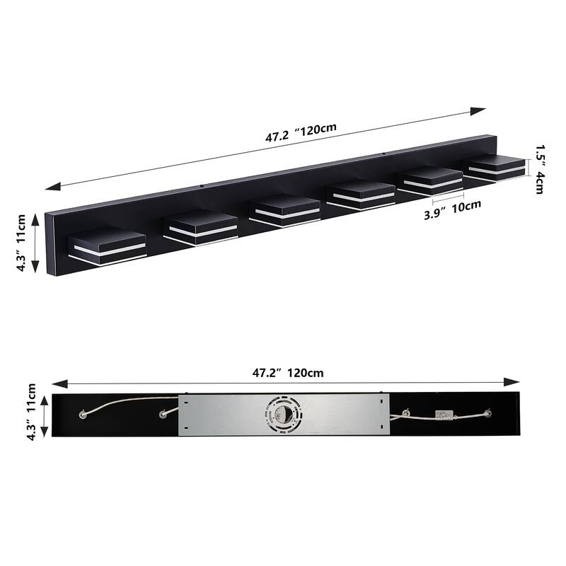Modern Black LED Vanity Light, 6-Lights Wall Sconce for Bathroom and Mirror, Sleek Minimalist Design, Energy-Efficient