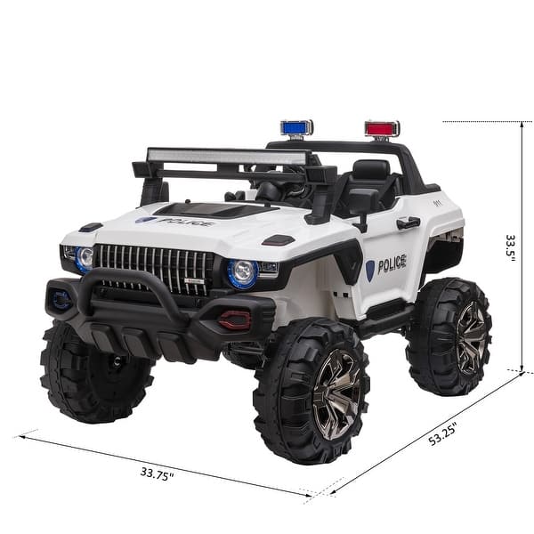 dimension image slide 0 of 2, 53" Police Ride-On Truck - Siren, Remote Control, MP3 Player & Suspension