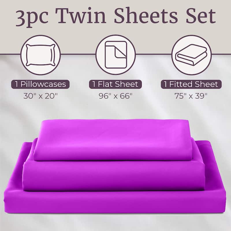 3-Piece Brushed Microfiber Twin Sheet Set by Windsor Home (Purple)