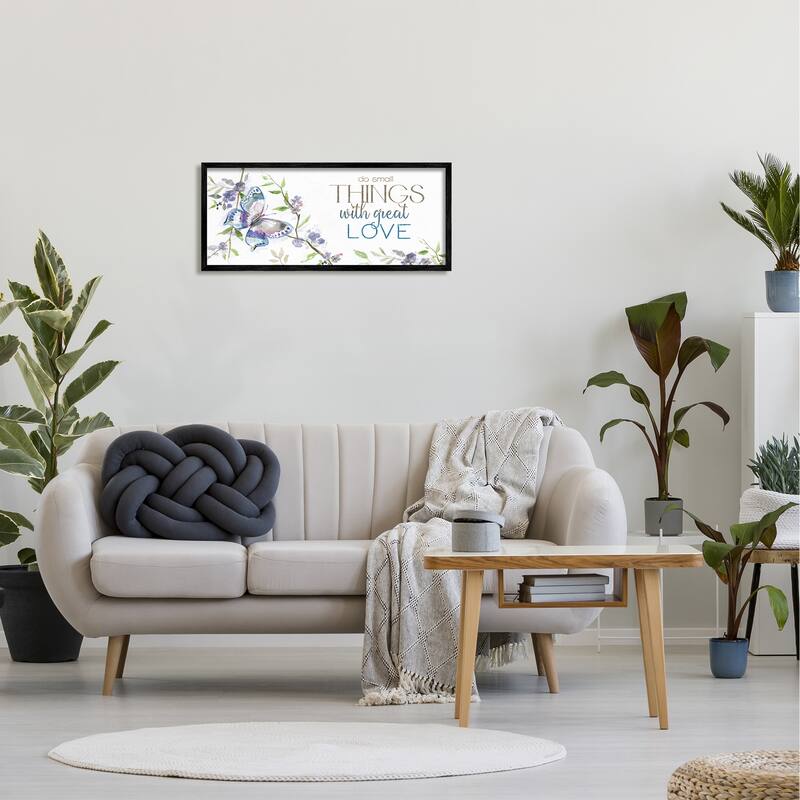 Stupell Do Things with Love Leaf Flower Branches Butterfly Framed Wall Art, Design by Nan - White